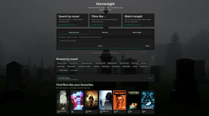 Horrorsight horror film discovery platform
